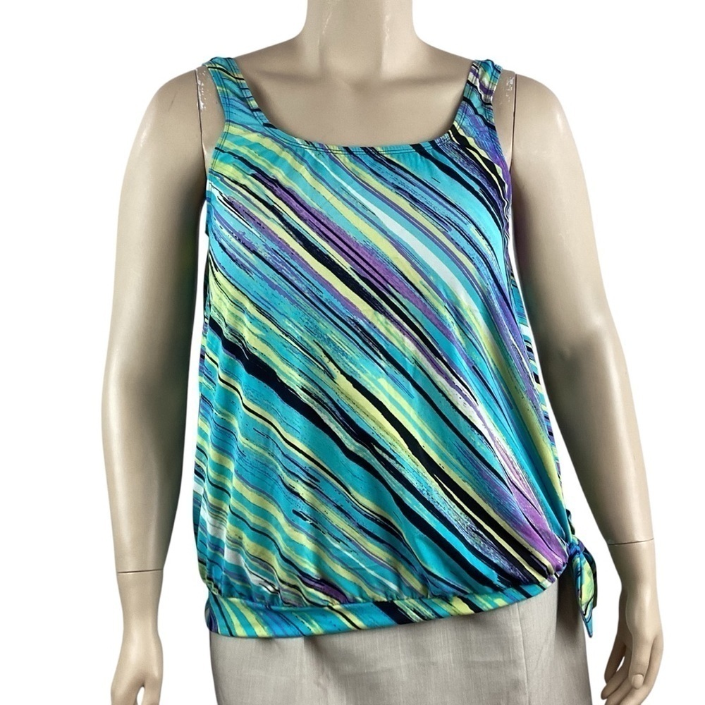 Swimsuits for All Beach Belle Tankini Top Size 18 Blue Stripe